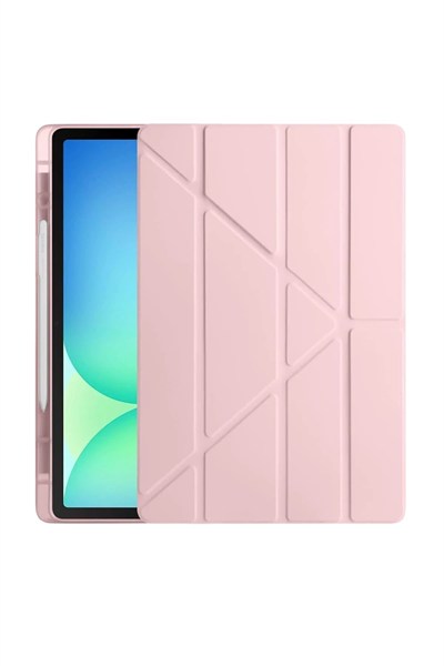 Mey İthalat®  iPad Pro 11 (2024) Kılıf Kalemlikli Hugo Tablet Kılıfı - Rose Gold