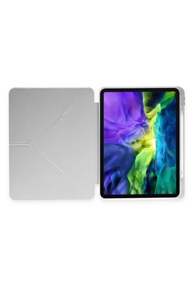 Mey İthalat®  iPad Pro 11 (2024) Kılıf Kalemlikli Mars Tablet Kılıfı - Gri