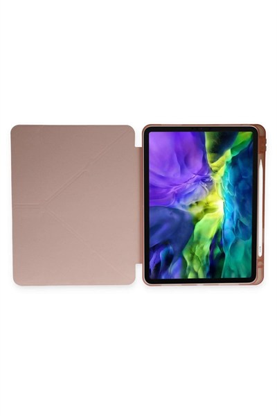 Mey İthalat®  iPad Pro 11 (2024) Kılıf Kalemlikli Mars Tablet Kılıfı - Rose Gold