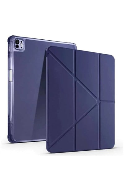 Mey İthalat®  iPad Pro 13 (2024) Kılıf Kalemlikli Mars Tablet Kılıfı - Lacivert