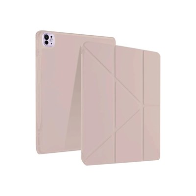 Mey İthalat®  iPad Pro 13 (2024) Kılıf Kalemlikli Mars Tablet Kılıfı - Rose Gold