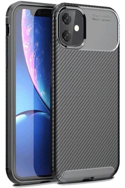 Mey İthalat®  iPhone 11 Kılıf Auto Focus Karbon Kapak - Siyah