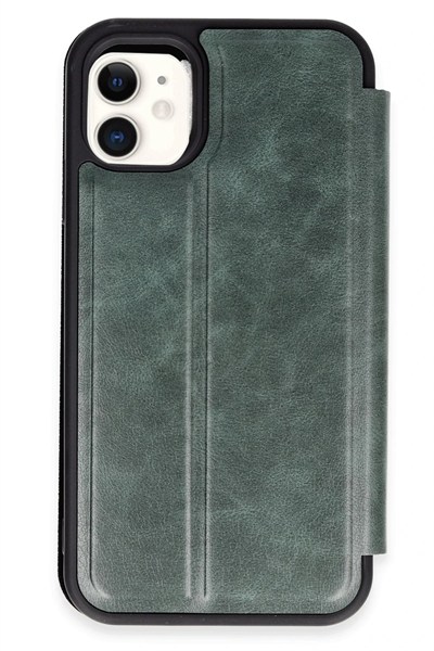Mey İthalat®  iPhone 11 Kılıf Flip Cover - Koyu Yeşil