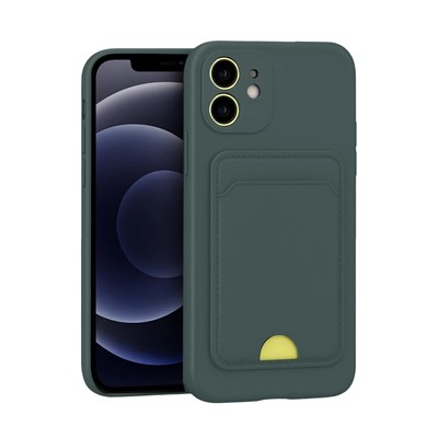 Mey İthalat®  iPhone 11 Kılıf Kelvin Kartvizitli Silikon - Koyu Yeşil