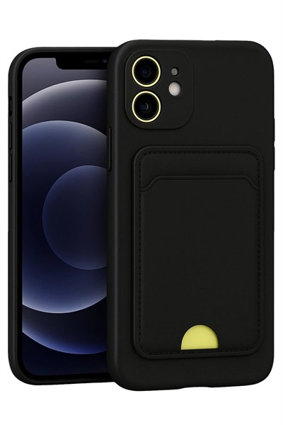 Mey İthalat®  iPhone 11 Kılıf Kelvin Kartvizitli Silikon - Siyah