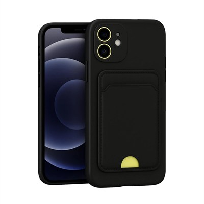 Mey İthalat®  iPhone 11 Kılıf Kelvin Kartvizitli Silikon - Siyah
