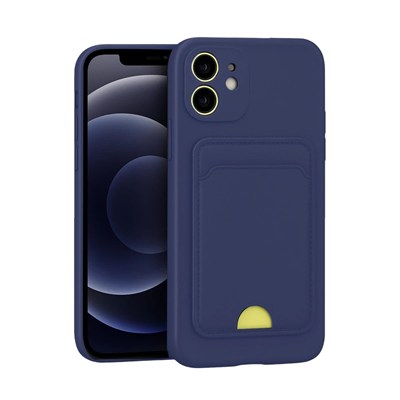 Mey İthalat®  iPhone 11 Kılıf Kelvin Kartvizitli Silikon - Lacivert