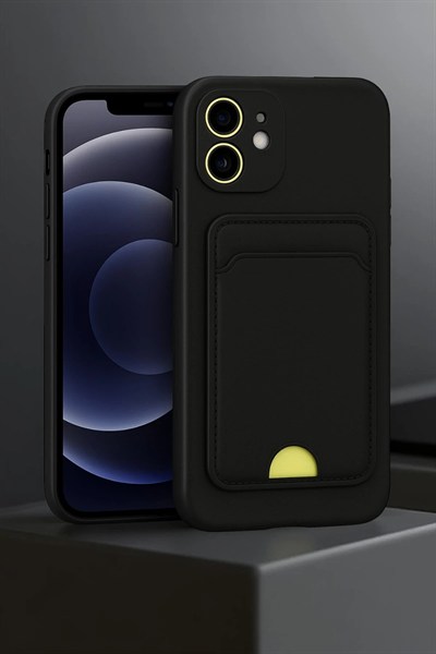 Mey İthalat®  iPhone 11 Kılıf Kelvin Kartvizitli Silikon - Siyah
