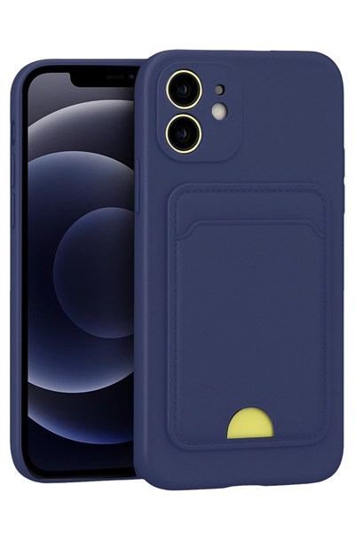 Mey İthalat®  iPhone 11 Kılıf Kelvin Kartvizitli Silikon - Lacivert