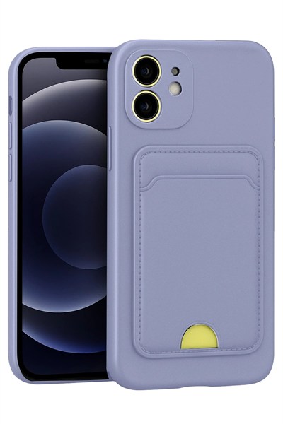 Mey İthalat®  iPhone 11 Kılıf Kelvin Kartvizitli Silikon - Lila
