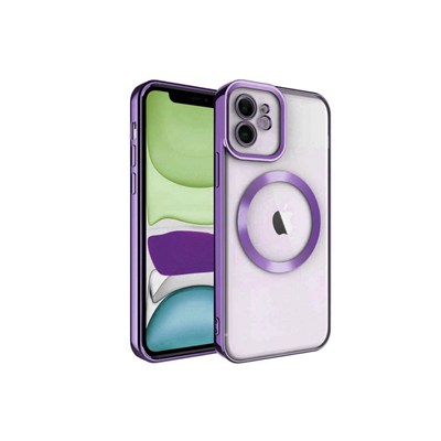 Mey İthalat®  iPhone 11 Kılıf Kross Magneticsafe Kapak - Mor
