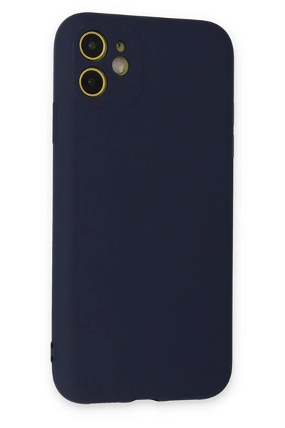 Mey İthalat®  iPhone 11 Kılıf Nano içi Kadife Silikon - Lacivert
