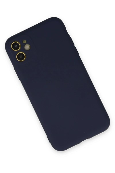 Mey İthalat®  iPhone 11 Kılıf Nano içi Kadife Silikon - Lacivert