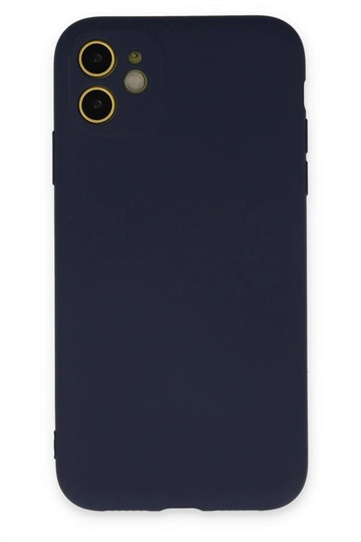 Mey İthalat®  iPhone 11 Kılıf Nano içi Kadife Silikon - Lacivert