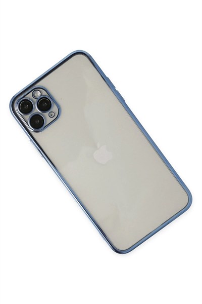 Mey İthalat®  iPhone 11 Pro Kılıf  Lensli Silikon - Açık Mavi