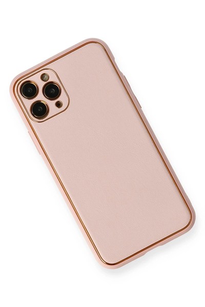 Mey İthalat®  iPhone 11 Pro Kılıf Coco Deri Silikon Kapak - Pembe