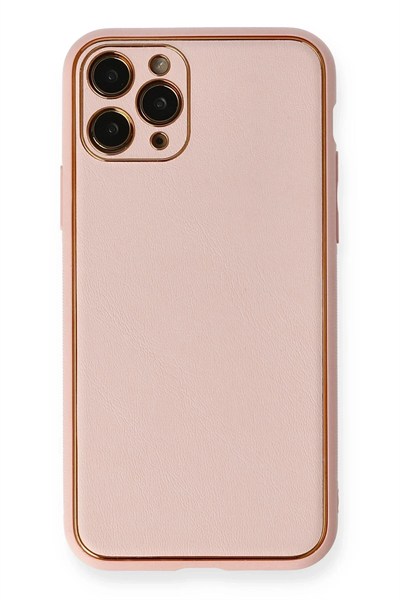 Mey İthalat®  iPhone 11 Pro Kılıf Coco Deri Silikon Kapak - Pembe