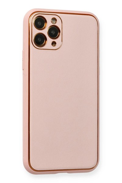 Mey İthalat®  iPhone 11 Pro Kılıf Coco Deri Silikon Kapak - Pembe