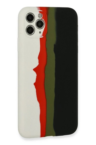Mey İthalat®  iPhone 11 Pro Kılıf Ebruli Lansman Silikon - Beyaz-Siyah