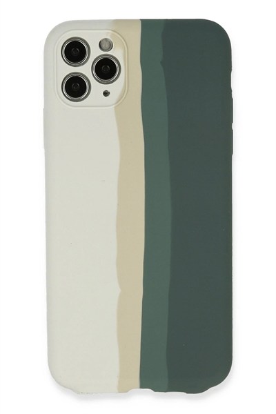 Mey İthalat®  iPhone 11 Pro Kılıf Ebruli Lansman Silikon - Beyaz-Gri