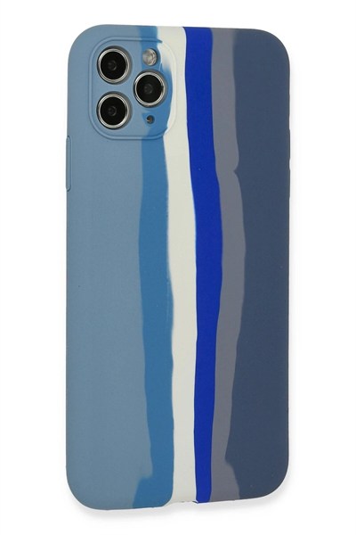 Mey İthalat®  iPhone 11 Pro Kılıf Ebruli Lansman Silikon - Mavi-Gri