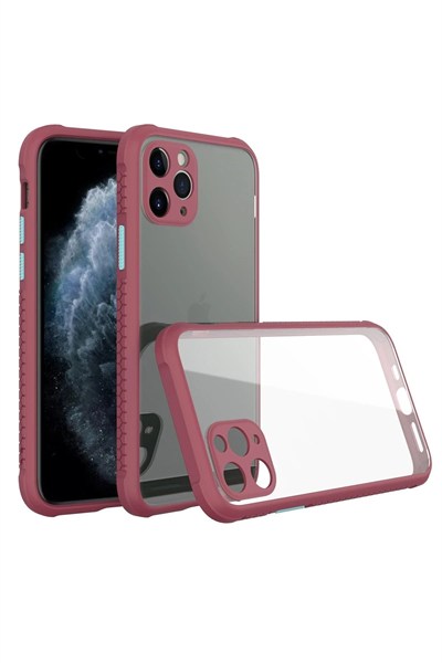 Mey İthalat®  iPhone 11 Pro Kılıf Miami Şeffaf Silikon - Fuşya