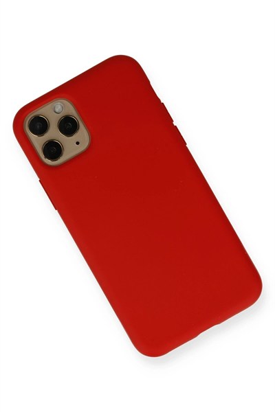 Mey İthalat®  iPhone 11 Pro Kılıf Nano içi Kadife Silikon - Kırmızı