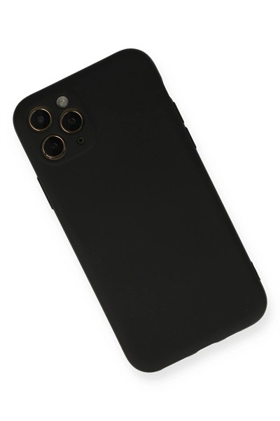 Mey İthalat®  iPhone 11 Pro Kılıf Nano içi Kadife Silikon - Siyah
