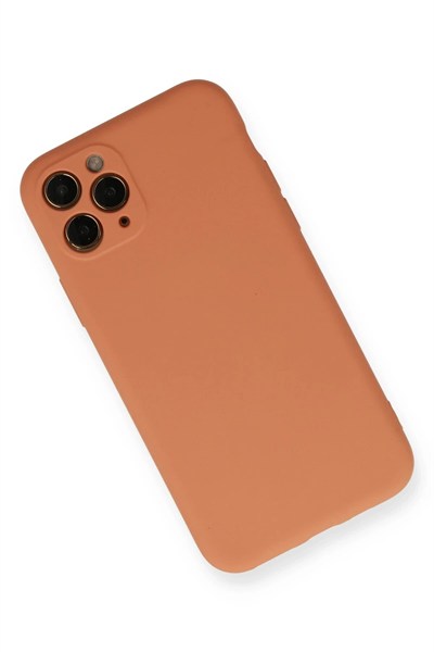 Mey İthalat®  iPhone 11 Pro Kılıf Nano içi Kadife Silikon - Mat Turuncu