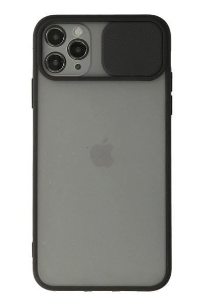 Mey İthalat®  iPhone 11 Pro Kılıf Palm Buzlu Kamera Sürgülü Silikon - Siyah