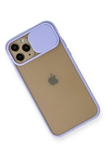 Mey İthalat®  iPhone 11 Pro Kılıf Palm Buzlu Kamera Sürgülü Silikon - Lila