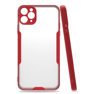 Mey İthalat®  iPhone 11 Pro Kılıf Platin Silikon - Kırmızı