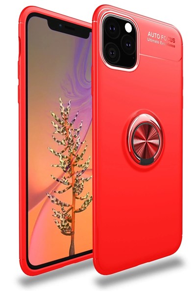 Mey İthalat®  iPhone 11 Pro Kılıf Range Yüzüklü Silikon - Kırmızı