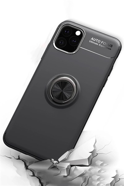 Mey İthalat®  iPhone 11 Pro Kılıf Range Yüzüklü Silikon - Kırmızı
