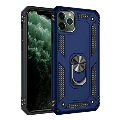 Mey İthalat®  iPhone 11 Pro Kılıf Sofya Yüzüklü Silikon Kapak - Lacivert