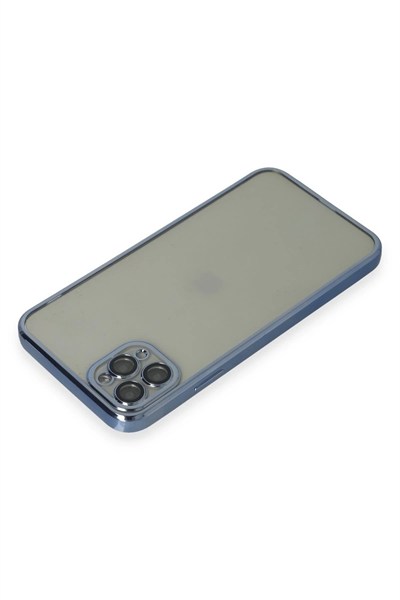 Mey İthalat®  iPhone 11 Pro Max Kılıf  Lensli Silikon - Açık Mavi