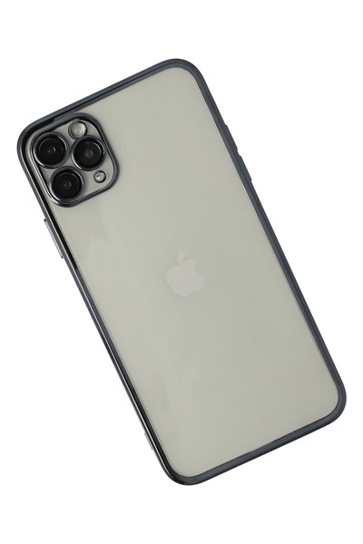 Mey İthalat®  iPhone 11 Pro Max Kılıf  Lensli Silikon - Siyah