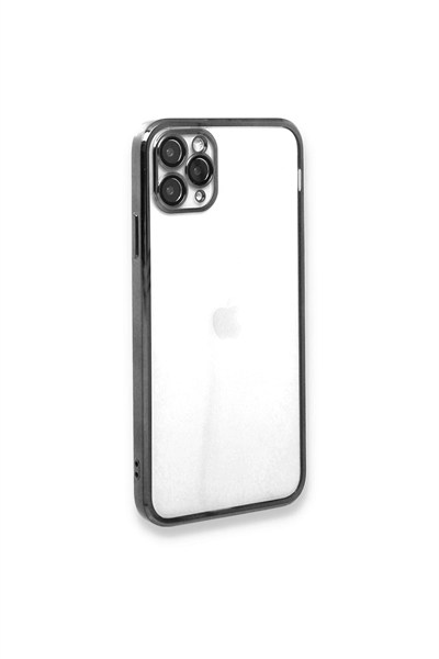 Mey İthalat®  iPhone 11 Pro Max Kılıf  Lensli Silikon - Gümüş