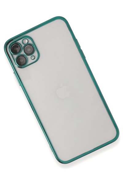 Mey İthalat®  iPhone 11 Pro Max Kılıf  Lensli Silikon - Yeşil