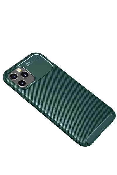 Mey İthalat®  iPhone 11 Pro Max Kılıf Auto Focus Karbon Kapak - Yeşil