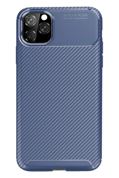 Mey İthalat®  iPhone 11 Pro Max Kılıf Auto Focus Karbon Kapak - Lacivert