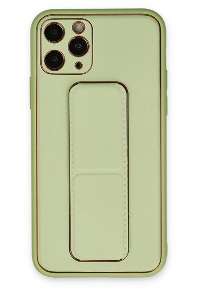 Mey İthalat®  iPhone 11 Pro Max Kılıf Coco Deri Standlı Kapak - Su Yeşili