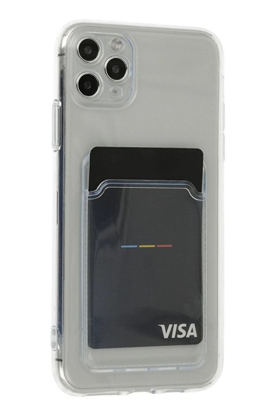 Mey İthalat®  iPhone 11 Pro Max Kılıf Kart Şeffaf Silikon - Şeffaf
