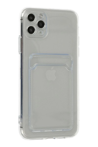 Mey İthalat®  iPhone 11 Pro Max Kılıf Kart Şeffaf Silikon - Şeffaf