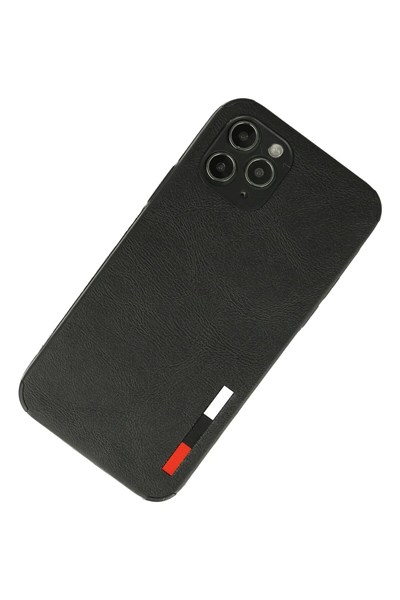 Mey İthalat®  iPhone 11 Pro Max Kılıf Loop Deri Silikon - Siyah