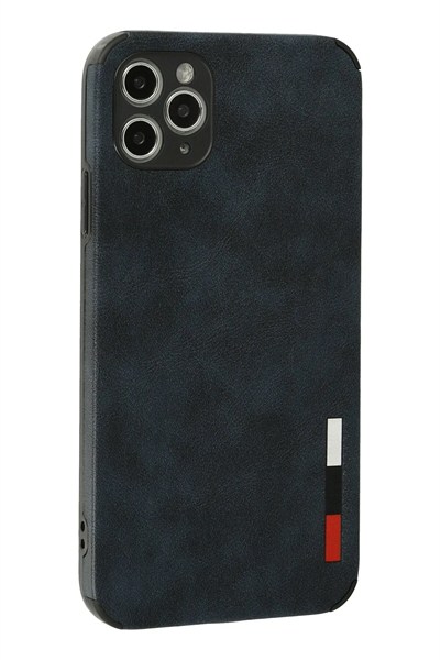 Mey İthalat®  iPhone 11 Pro Max Kılıf Loop Deri Silikon - Lacivert