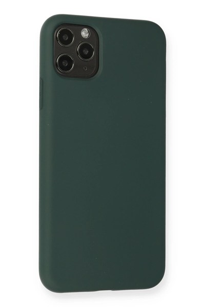 Mey İthalat®  iPhone 11 Pro Max Kılıf Nano içi Kadife Silikon - Koyu Yeşil