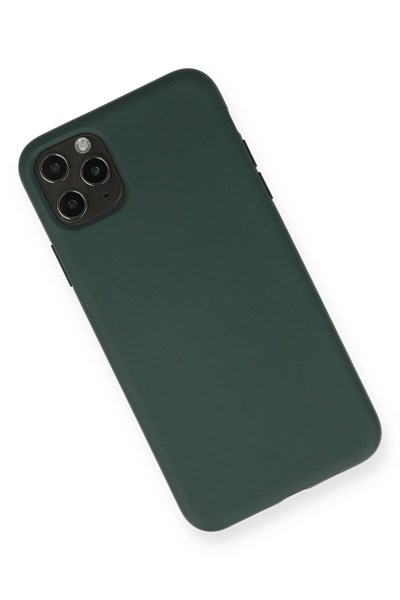 Mey İthalat®  iPhone 11 Pro Max Kılıf Nano içi Kadife Silikon - Koyu Yeşil