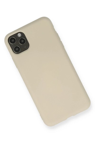 Mey İthalat®  iPhone 11 Pro Max Kılıf Nano içi Kadife Silikon - Bej