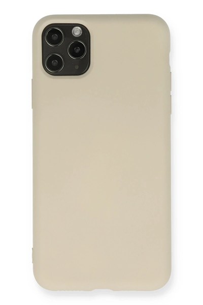 Mey İthalat®  iPhone 11 Pro Max Kılıf Nano içi Kadife Silikon - Bej